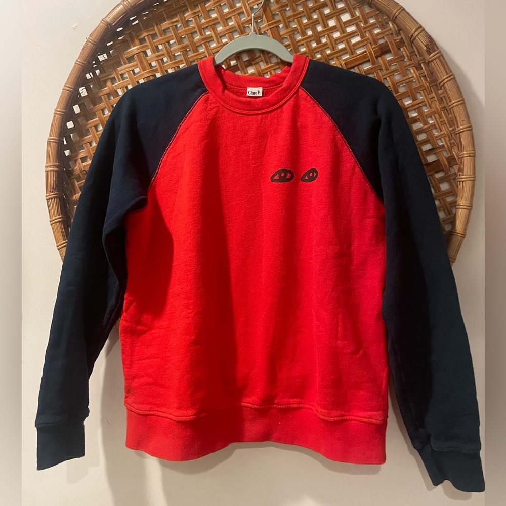 Clare V. | RARE Navy & Red Eyes Sweatshirt | Medium